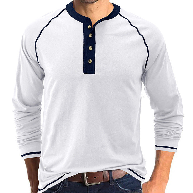Men's long-sleeved shirt with button placket and contrasting details NOVAE