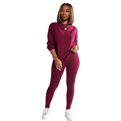 Women's Long Sleeve Pajama Set with Elastic Pants NOVAE