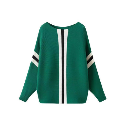 Women's chunky knit sweater with modern stripes NOVAE