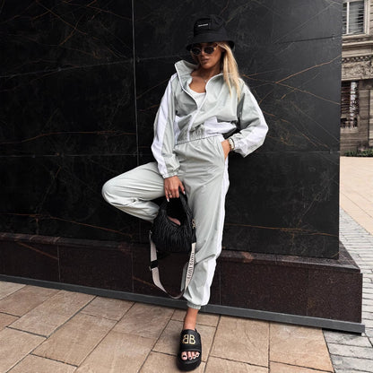 Women's fashionable jumpsuit with high collar and elastic waistband NOVAE