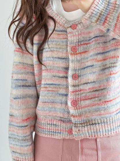 Women's cardigan with colorful pattern and delicate buttons NOVAE