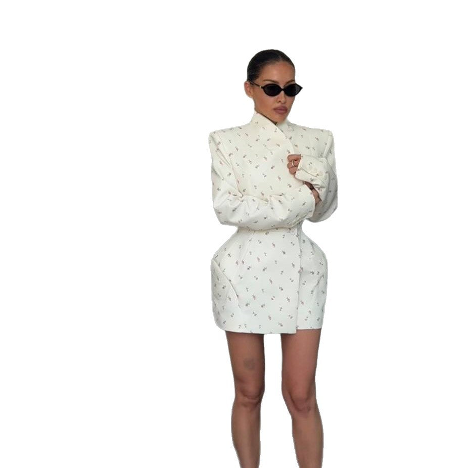 Women's Fashionable Blazer Skirt with Floral Design and Tailored Fit NOVAE