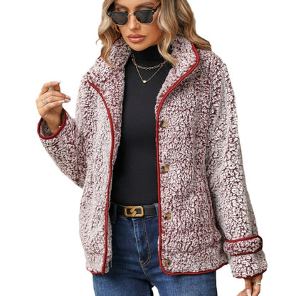 Women's fleece jacket with high collar and cozy texture NOVAE