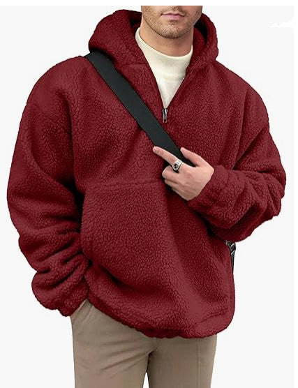 Men's cozy fleece pullover with half zipper NOVAE