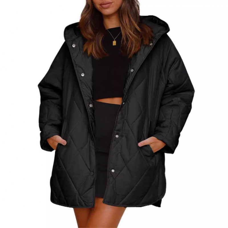 Women's warm quilted jacket with hood NOVAE