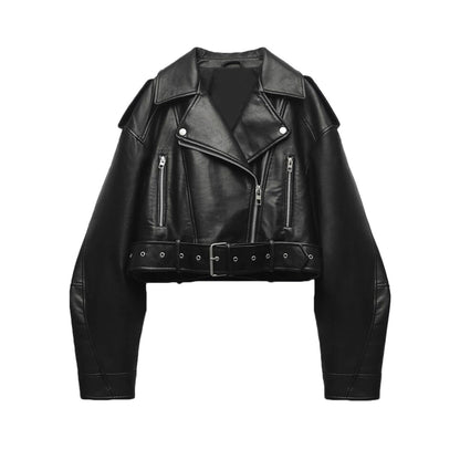 Women's fashionable biker jacket in a minimalist design with practical zip pockets NOVAE