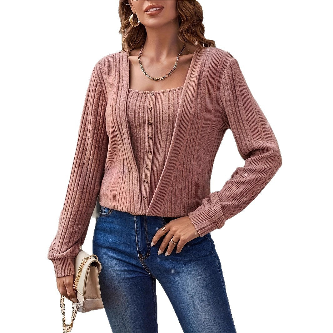 Women's casual knit top with sophisticated button details NOVAE