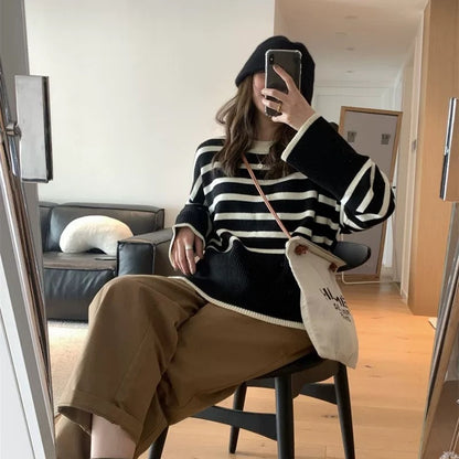Women's cozy striped knit sweater NOVAE
