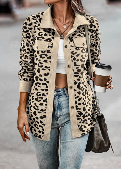 Women's Oversized Leopard Print Shirt Jacket NOVAE
