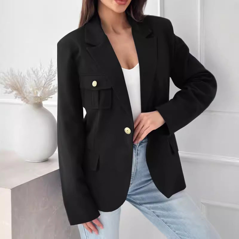 Women's Elegant Blazer with Double Buttons and Practical Pockets NOVAE