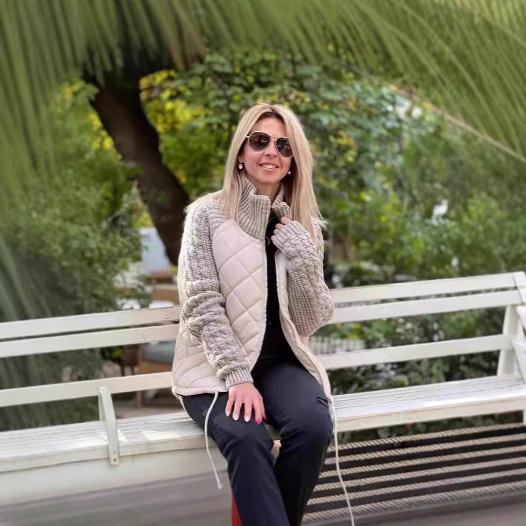 Women's quilted coat with heat-insulating knit surface NOVAE