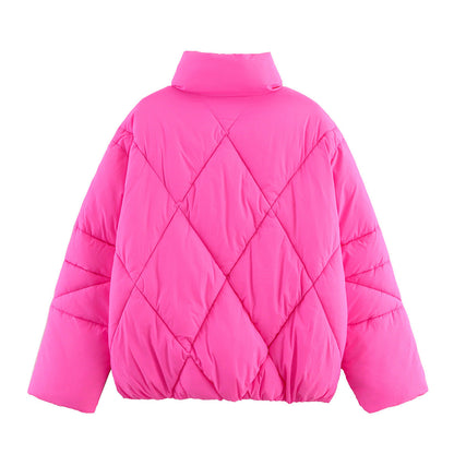 Women's quilted leisure jacket with high collar and drawstring NOVAE
