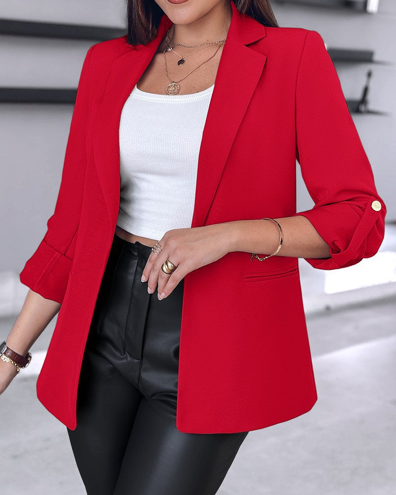 Women's fashionable blazer with roll-up sleeves and a fine cut NOVAE
