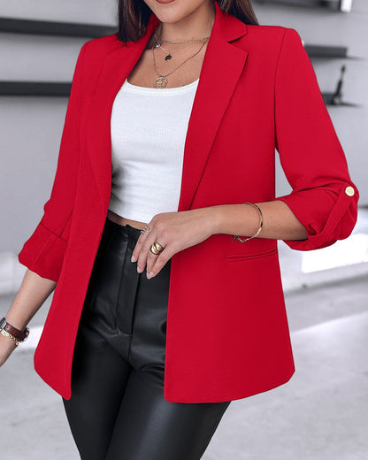Women's fashionable blazer with roll-up sleeves and a fine cut NOVAE