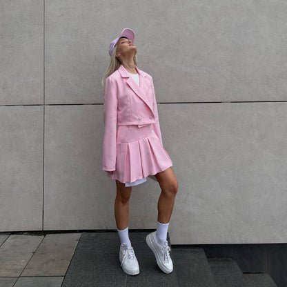 Women's blazer dress with a tailored cut and elegant pleats NOVAE