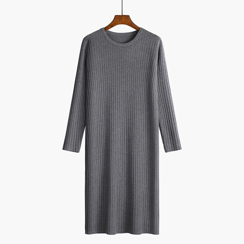Women's knit dress with fine rib structure NOVAE