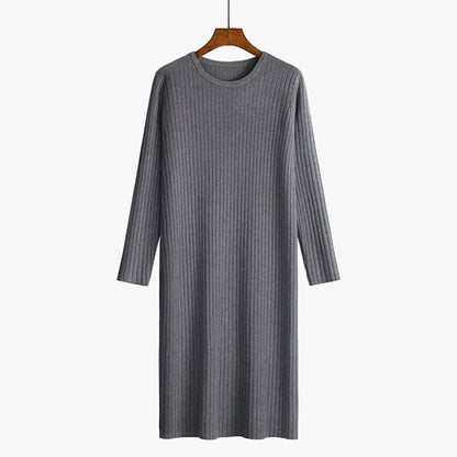 Women's knit dress with fine rib structure NOVAE