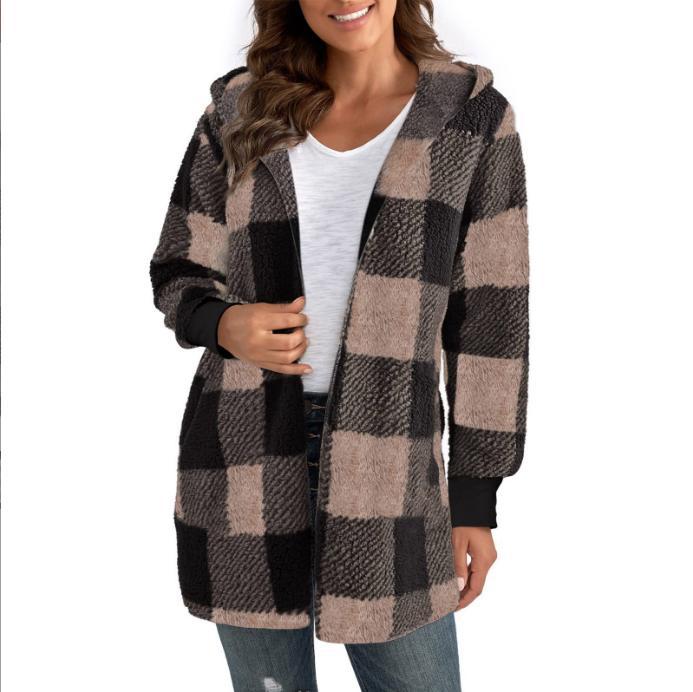 Women's long plaid coat made of soft material NOVAE