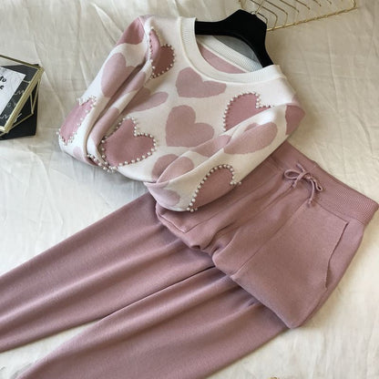 Women's stylish leisure knitwear set with high collar NOVAE