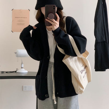 Women's cozy cardigan with wide sleeves and practical pockets NOVAE