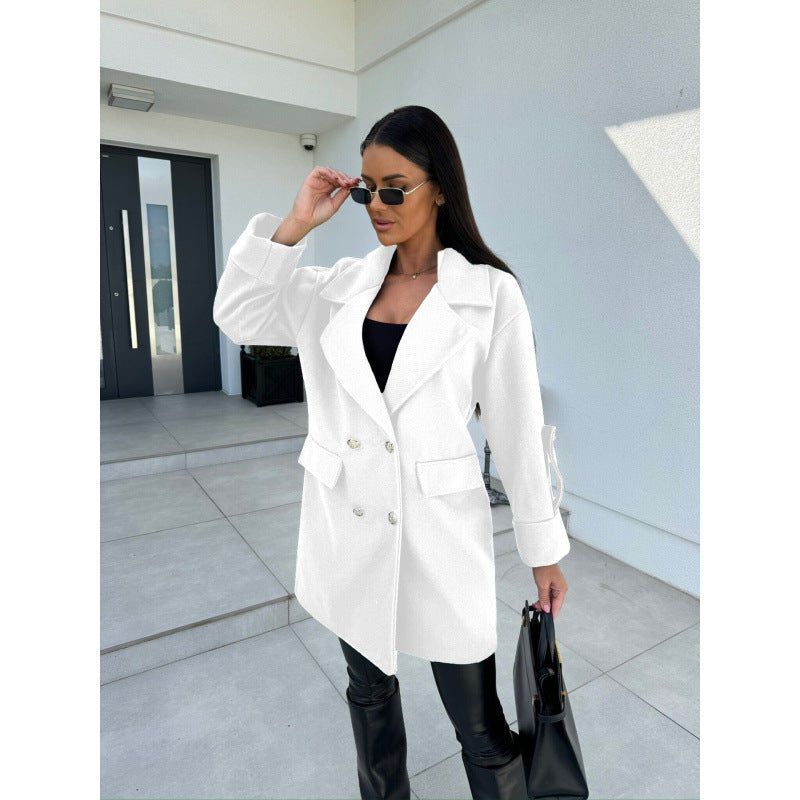 Women's fashionable oversized cotton blazer with double button placket and practical pockets NOVAE