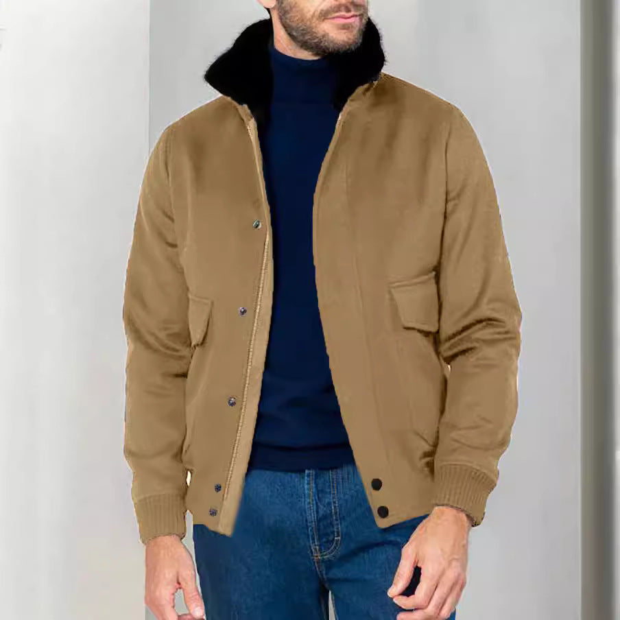 Men's stylish transitional jacket with soft collar and practical side pockets NOVAE