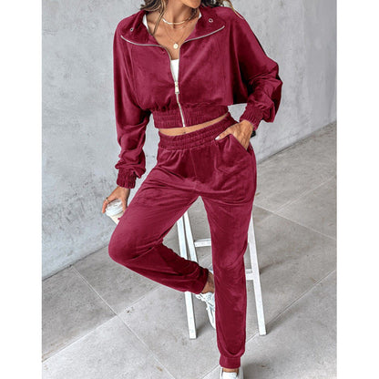 Women's tracksuit with cropped jacket and elastic waistband NOVAE