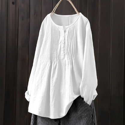 Women's blouse with pleats and button placket NOVAE
