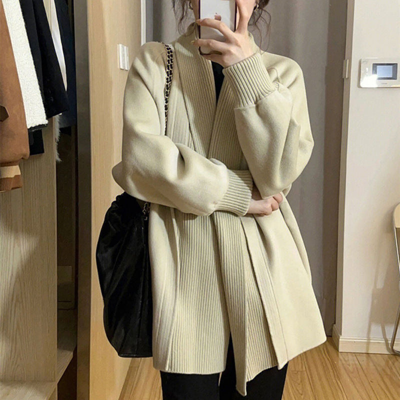 Women's Fashionable Oversized Cardigan with Structured Collar NOVAE