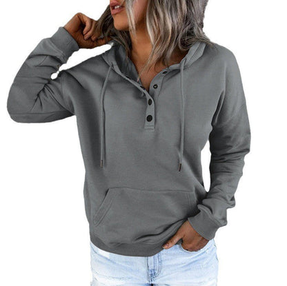 Women's sporty hoodie with button placket and casual cut NOVAE