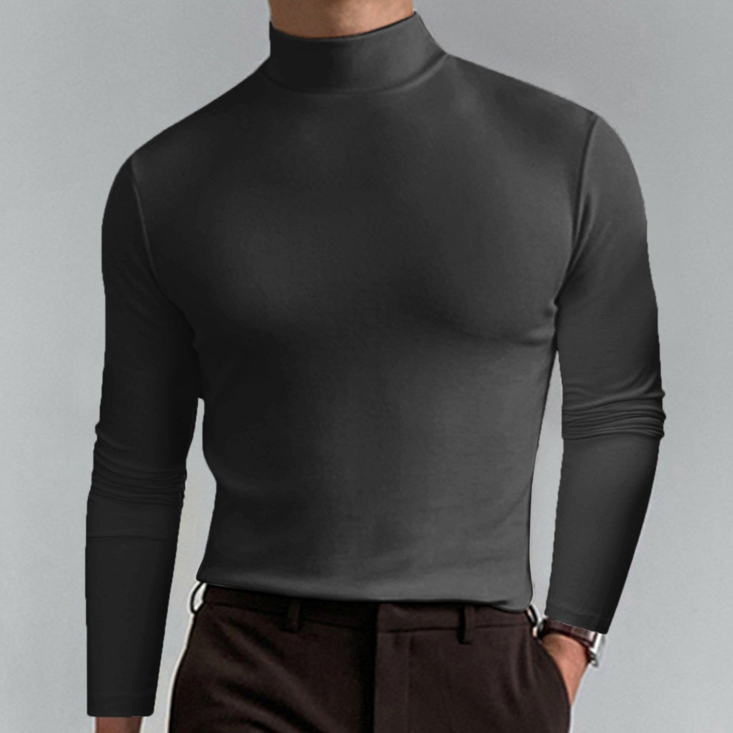 Men's high-quality roll-neck sweater made from a fine cotton blend NOVAE