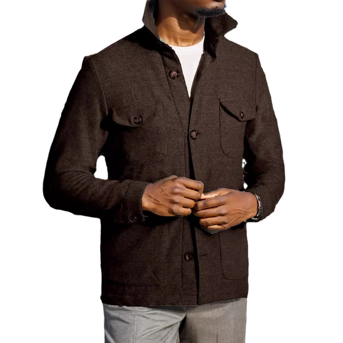 Men's timeless utility jacket with practical pockets and stand-up collar NOVAE