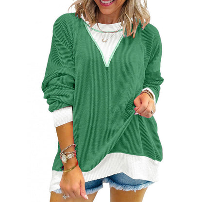 Women's casual V-neck sweater in textured material NOVAE