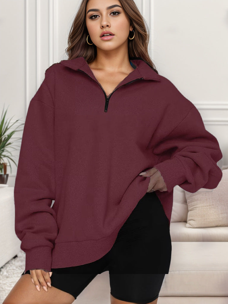 Women's Oversized Sweatshirt with Stand-Up Collar NOVAE