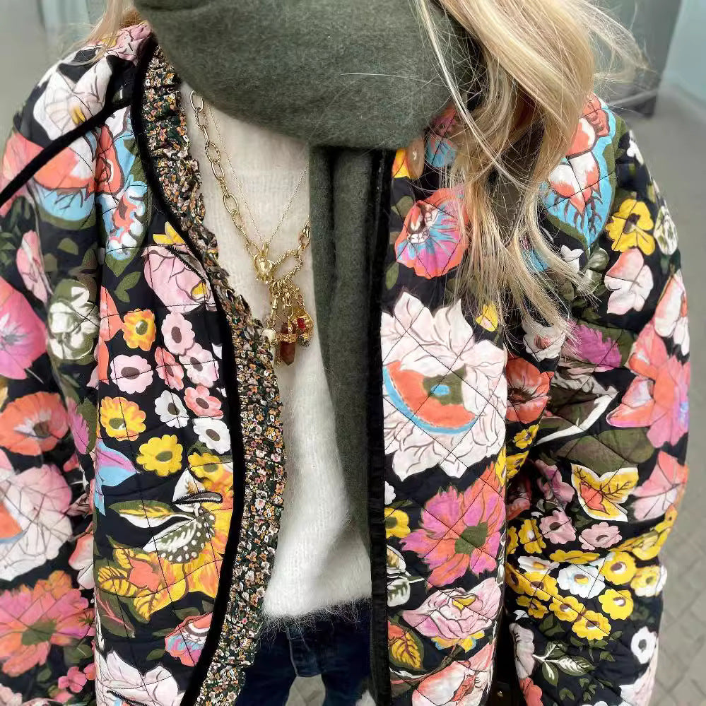 Women's quilted floral jacket with luxurious lining NOVAE