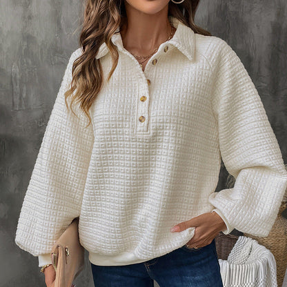Women's casual oversized sweater with textured waffle pattern NOVAE