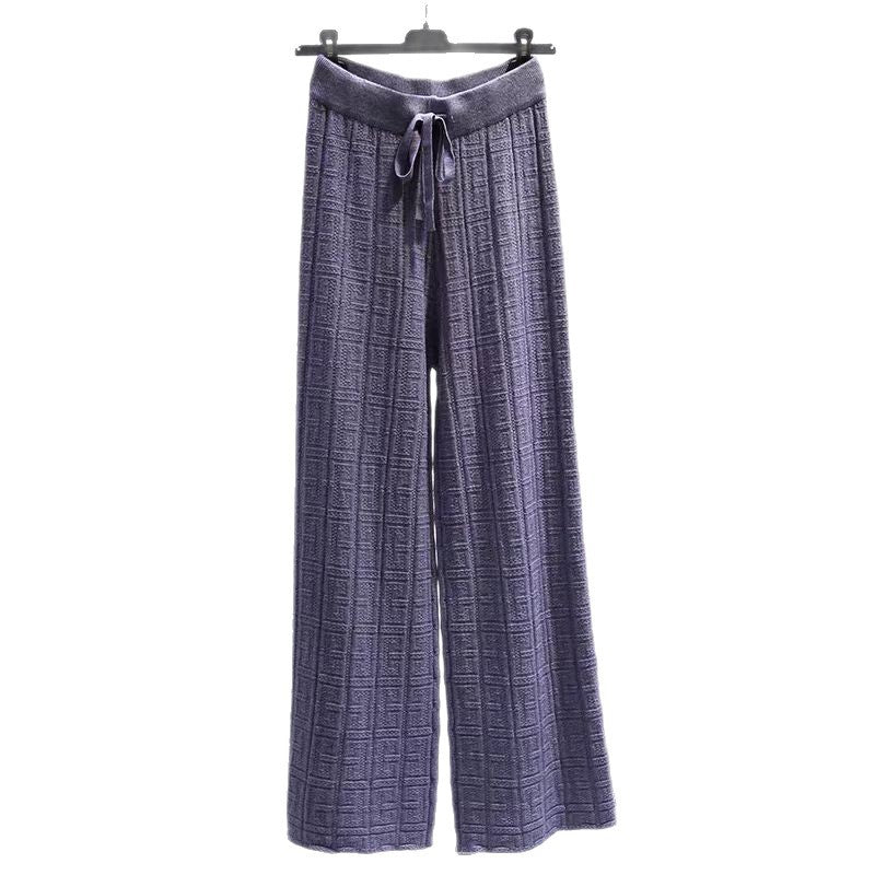 Women's wide-leg linen trousers with elasticated waistband and striped design NOVAE