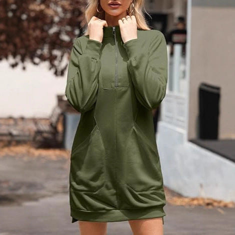 Women's casual dress with high collar and side pockets NOVAE