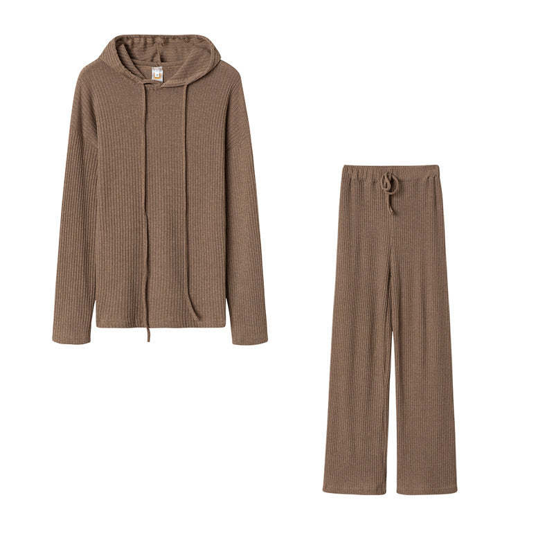 Women's Relaxed Fit Sweater Set with Hood and Wide-Leg Trousers NOVAE