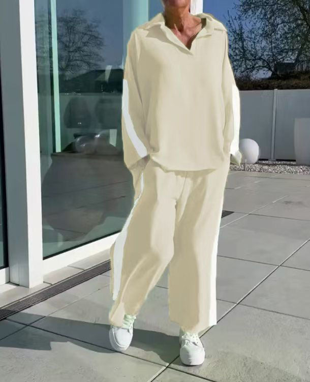 Women's relaxed leisure suit with shirt and wide-legged trousers NOVAE