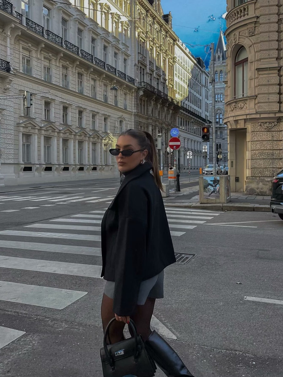 Women's fashionable oversized jacket with double button placket and wide cut NOVAE