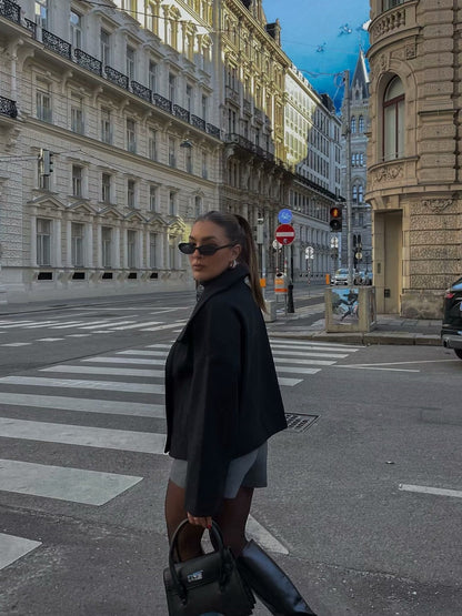 Women's fashionable oversized jacket with double button placket and wide cut NOVAE