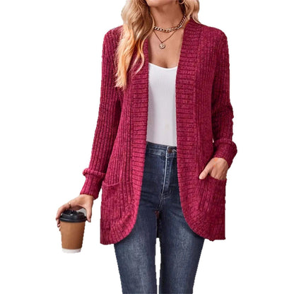 Women's cardigan with structured design and practical pockets NOVAE