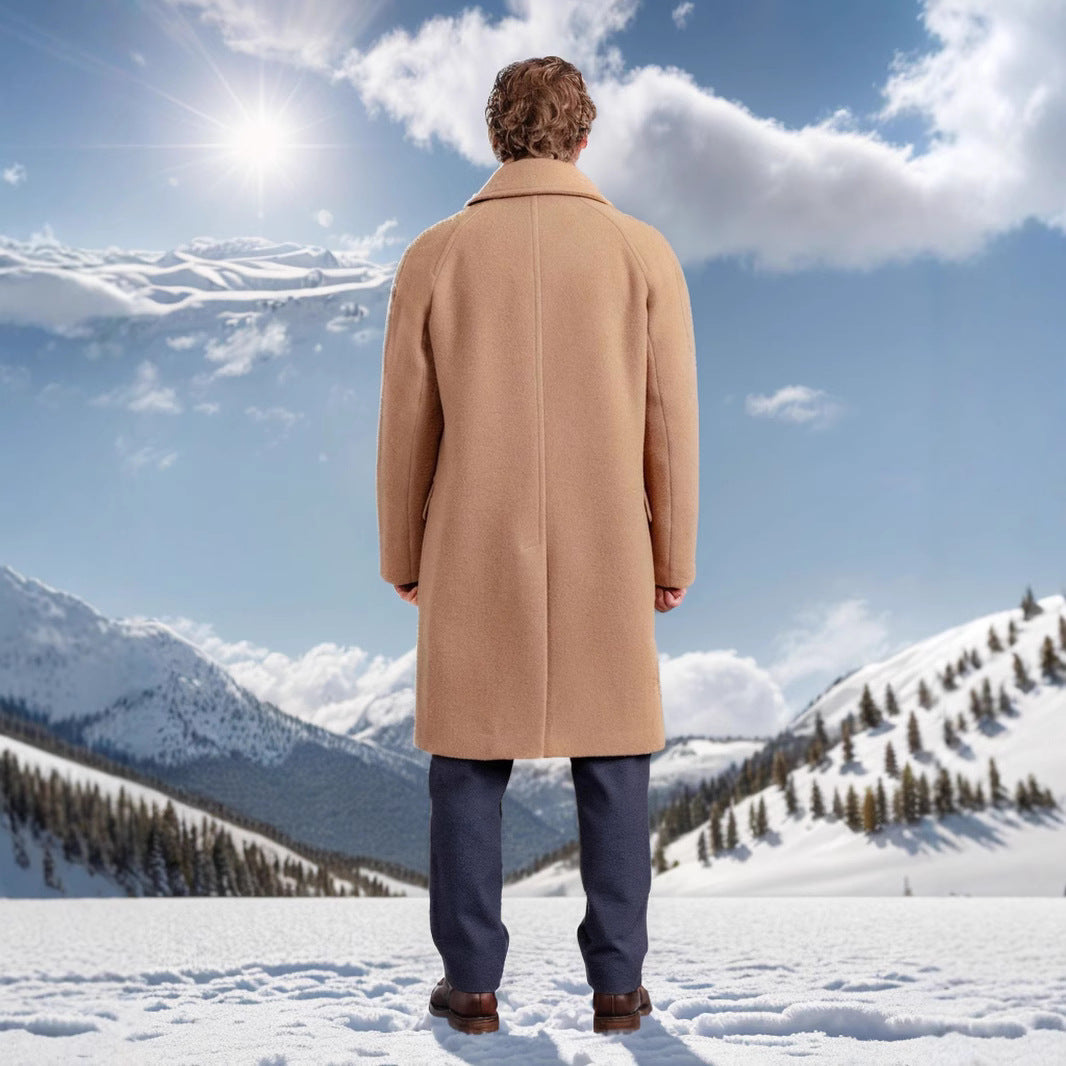 Men's elegant wool coat with double-breasted buttons and practical side pockets NOVAE