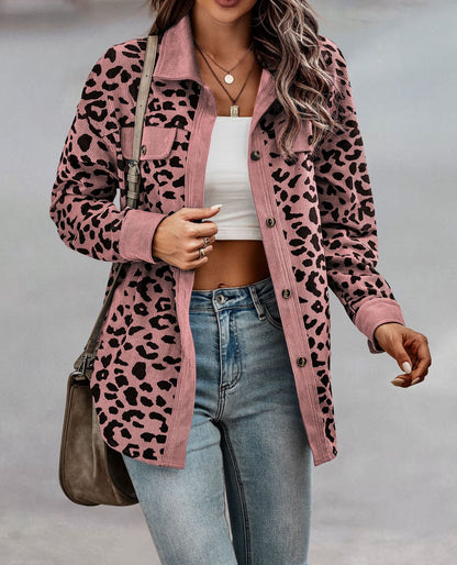 Women's Oversized Leopard Print Shirt Jacket NOVAE