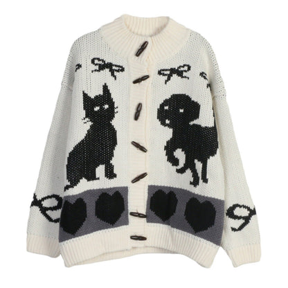 Women's cardigan with playful animal motifs and button detailing NOVAE