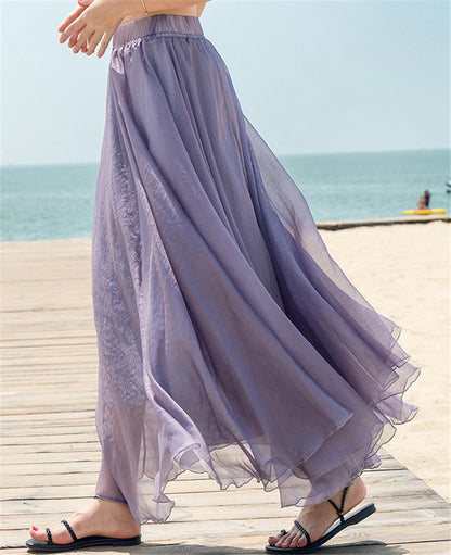 Women's Long, Flowing Chiffon Skirt with Elastic Waistband NOVAE
