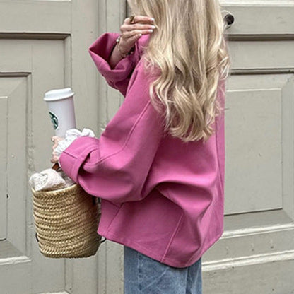 Women's casual oversized jacket with practical buttons and a wide cut NOVAE