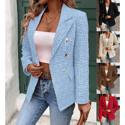 Women's Elegant Blazer with Textured Pattern and Double Button Placket NOVAE