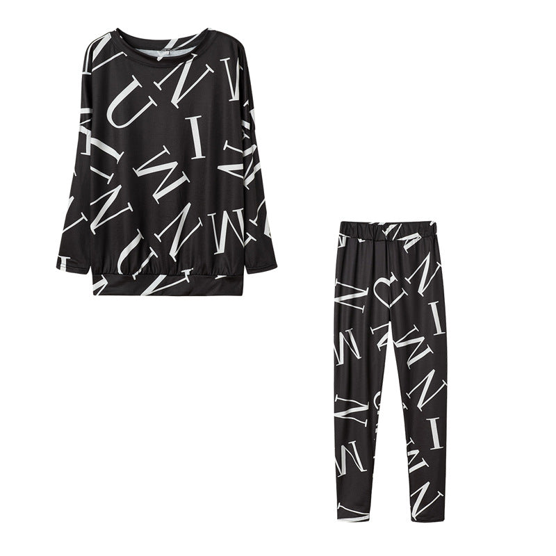 Women's pajama set with long-sleeved top and elasticated pants NOVAE
